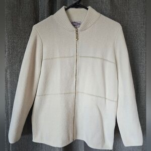 oliver by escio Anthropologie full zip cardigan Womens Medium Ivory Knit